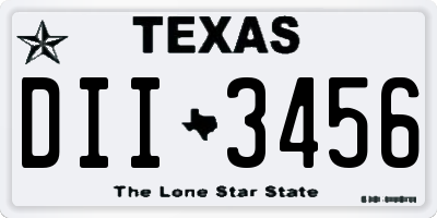 TX license plate DII3456