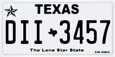 TX license plate DII3457