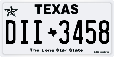 TX license plate DII3458