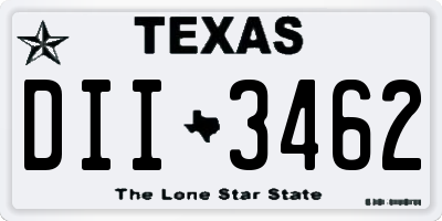 TX license plate DII3462