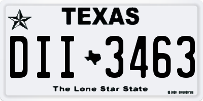 TX license plate DII3463