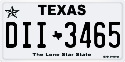 TX license plate DII3465