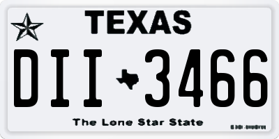 TX license plate DII3466