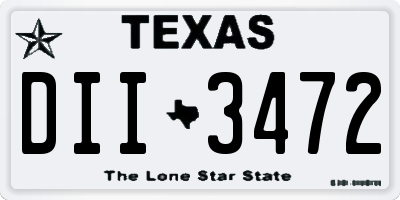 TX license plate DII3472