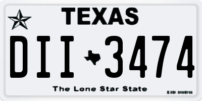 TX license plate DII3474
