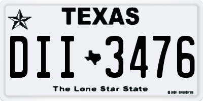 TX license plate DII3476
