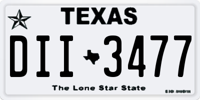 TX license plate DII3477
