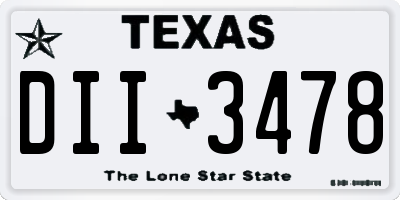 TX license plate DII3478