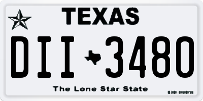 TX license plate DII3480