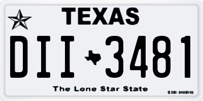 TX license plate DII3481