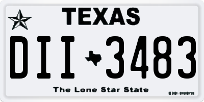 TX license plate DII3483