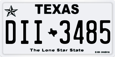 TX license plate DII3485