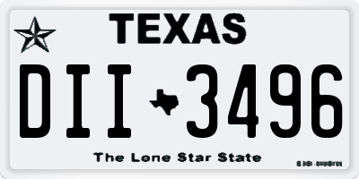 TX license plate DII3496