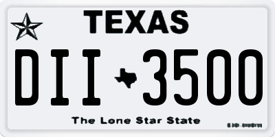 TX license plate DII3500
