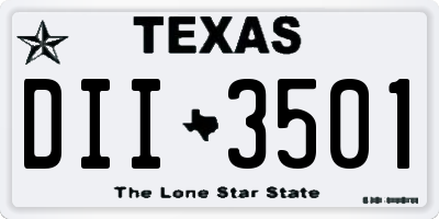 TX license plate DII3501