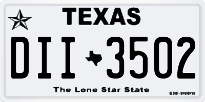 TX license plate DII3502