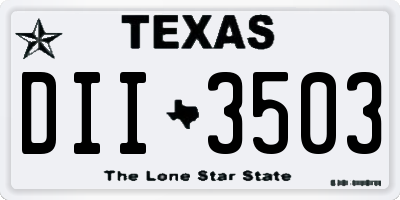 TX license plate DII3503