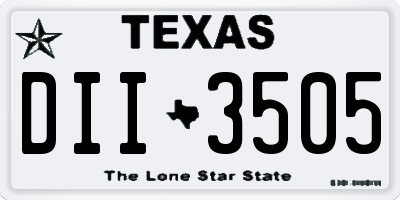 TX license plate DII3505