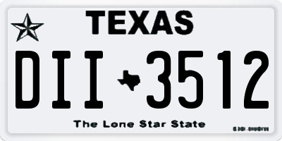 TX license plate DII3512