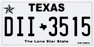 TX license plate DII3515
