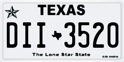 TX license plate DII3520