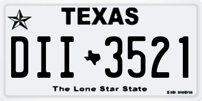 TX license plate DII3521
