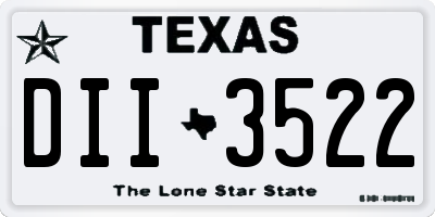 TX license plate DII3522