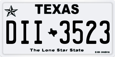 TX license plate DII3523