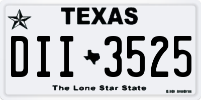 TX license plate DII3525