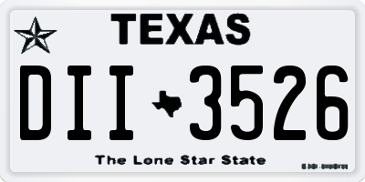 TX license plate DII3526