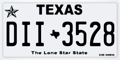 TX license plate DII3528