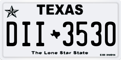 TX license plate DII3530