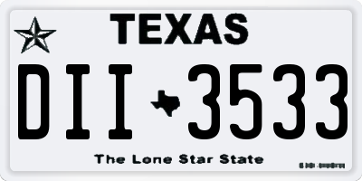 TX license plate DII3533