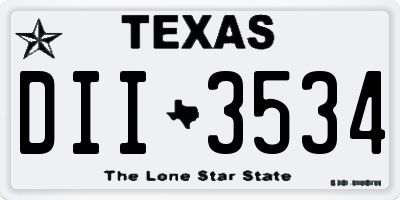 TX license plate DII3534