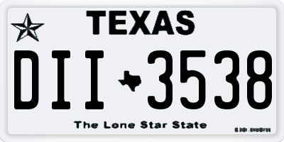 TX license plate DII3538