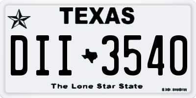 TX license plate DII3540