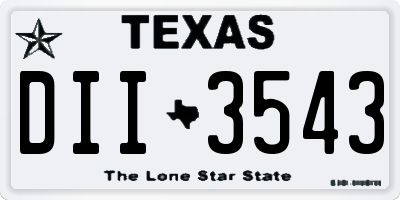 TX license plate DII3543