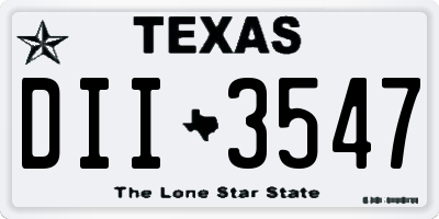 TX license plate DII3547