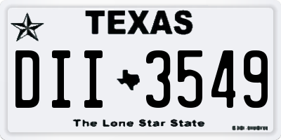 TX license plate DII3549