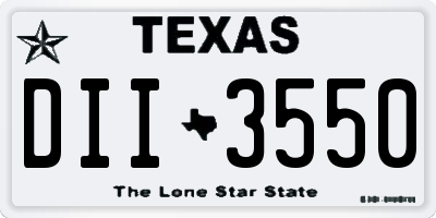 TX license plate DII3550
