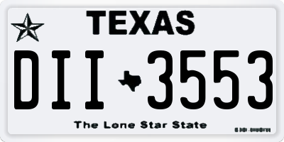 TX license plate DII3553