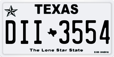 TX license plate DII3554
