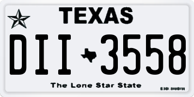 TX license plate DII3558