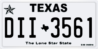 TX license plate DII3561