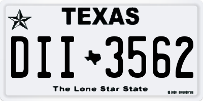 TX license plate DII3562