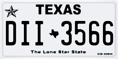 TX license plate DII3566