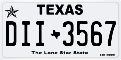 TX license plate DII3567