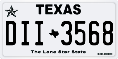 TX license plate DII3568