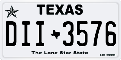 TX license plate DII3576