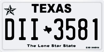 TX license plate DII3581